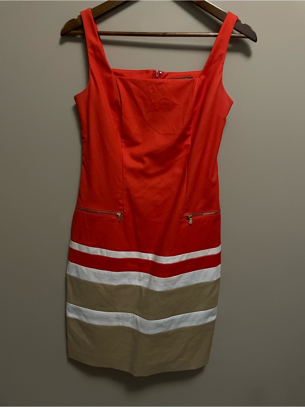 Lauren Ralph Lauren Orange, White & Tan Striped Dress Women’s Size 4
